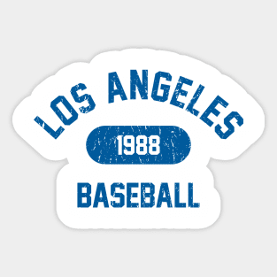 Retro 1988 Los Angeles Baseball Distressed Varsity Logo (Blue) Sticker